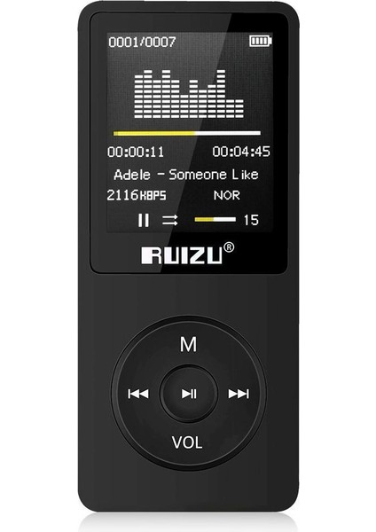 X02 Ultra İnce MP3 Çalar 4GB FM Radyo Siyah