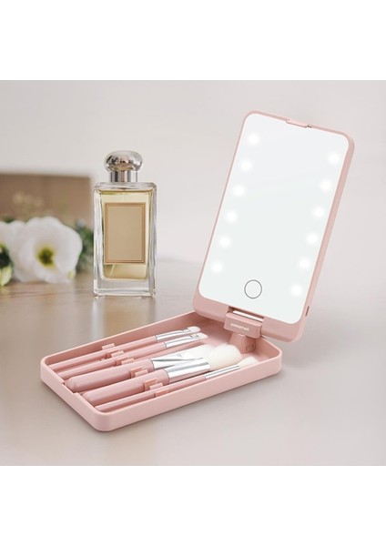 Beauty LED Işıklı Makyaj Ayna Seti Pembe