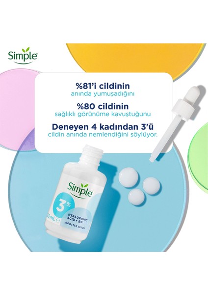 Booster Serum %3 Hyaluronik Asit + B5 Vitamini Derinlemesine Cilt Nemlendirme 30 ml