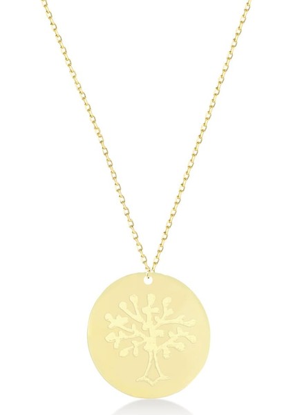 Çift Taraflı Madalyon - Hayat Ağacı ve Harfli Altın Kolye KLA.217 fiyatları