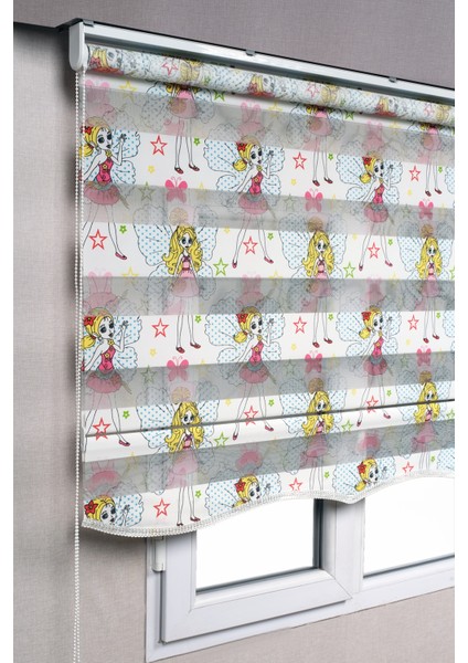 Brillant Etekli Prenses Desenli Zebra Stor Güneşlik Perdeler