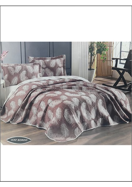 Daily Yatak Örtüsü Leaf Bordo Çift Kişilik