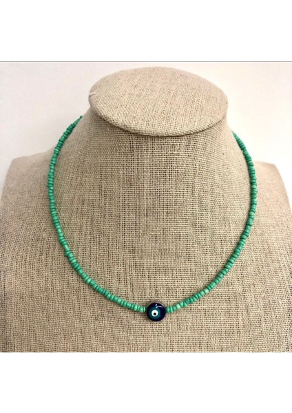 Handmade Sarı Kum Boncuk Deniz Kabuk ve Pembe Püskül Detaylı Kadın Uzun Kolye