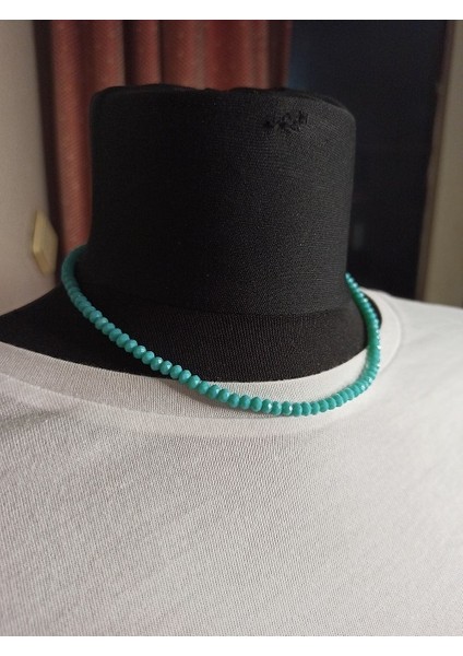 Handmade Turkuaz Parlak Kristal Işıltı Kadın Kolye modelleri