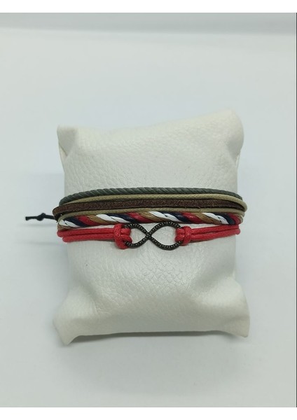 Handmade Özel El Yapımı Sonsuzluk Detaylı Renkli Deri Asansörlü Bileklik