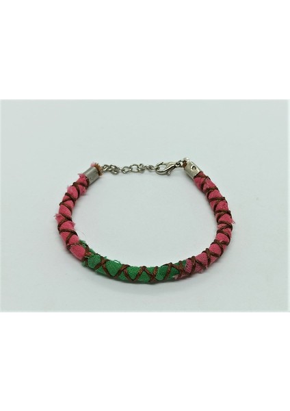 Handmade El Yapımı Yeşil Pembe Etnik Otantik Bohem Unisex Bileklik