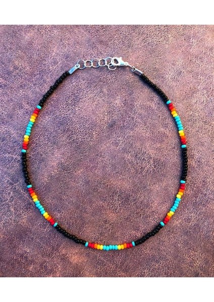 Handmade El Yapımı Siyah Bordo Sarı Geçişli Bileklik