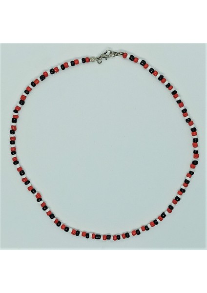 Handmade Siyah Beyaz Kırmızı Kadın Erkek Unisex Kolye