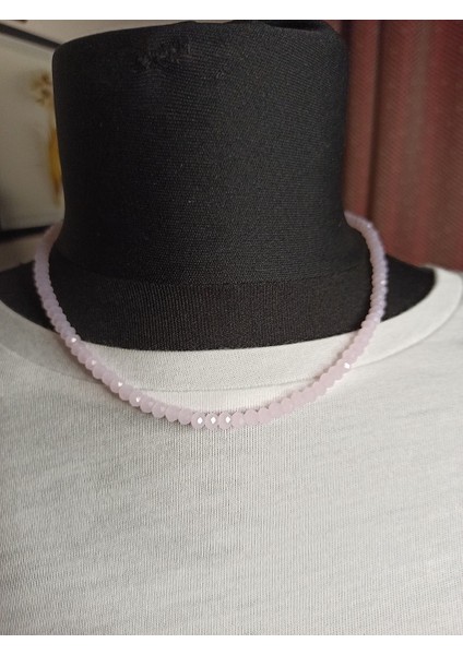 Handmade Pembe Parlak Kristal Taş Kadın Kolye