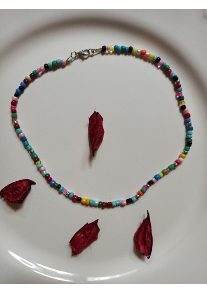 Handmade Renkli Kum Boncuk El Yapımı Uni Kadın Kolye