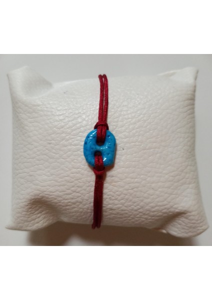 Handmade Mardin Doğal Taş Süryani Nazar Uni Kırmızı Bileklik El Yapımı