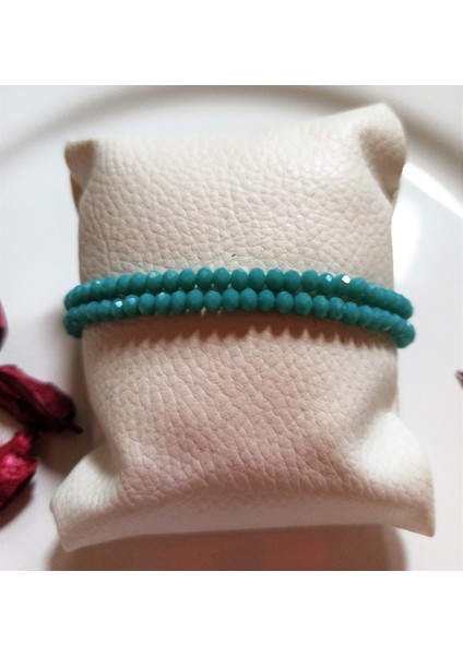 Handmade Turkuaz Parlak Kristal Taş Ikili Kadın Erkek Uni Bileklik