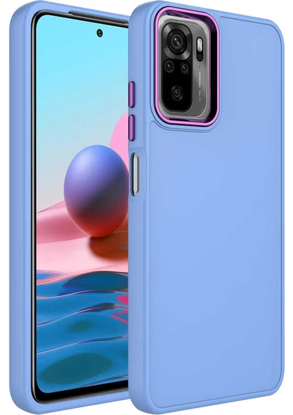 Vip Case Xiaomi Redmi Note 10 Parlak Metal Detaylı Tuşu Kolay Basmalı Lansman Pastel Silikon Ruby Kılıf