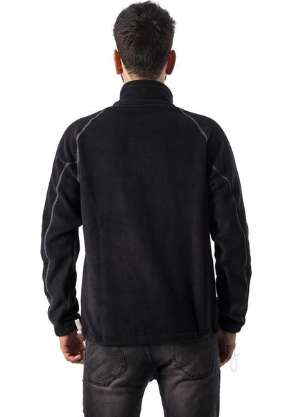 Man Full Zipper Fleece-Siyah-Kırmızı