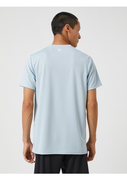 Spor Tişört Şerit Baskılı Bisiklet Yaka Nefes Alan Kumaş fırsatları