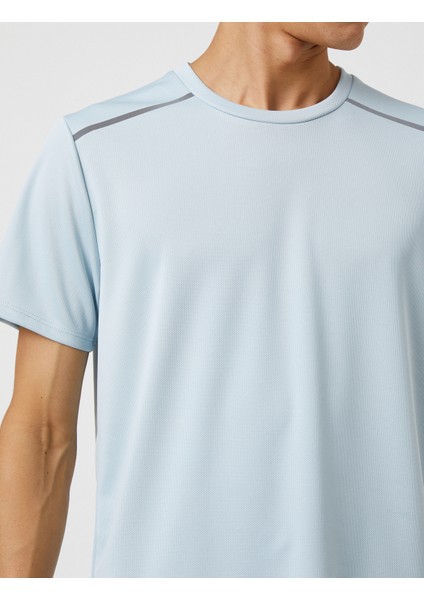 Spor Tişört Şerit Baskılı Bisiklet Yaka Nefes Alan Kumaş indirimleri