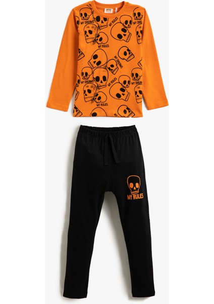 Pijama Takımı Uzun Kollu Tişört ve Beli Lastikli Pijama Altı 2 Parça