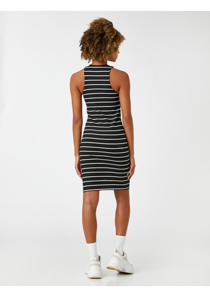Midi Elbise Kolsuz Bodycon Halter Yaka Dar Kesim