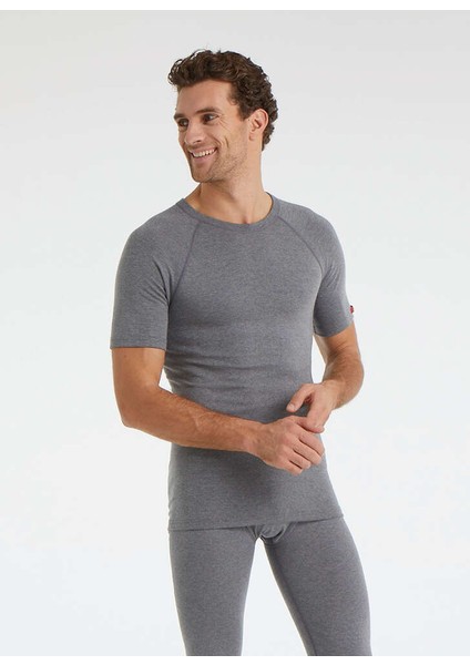 Kısa Kol Thermal Unisex Gri 9258