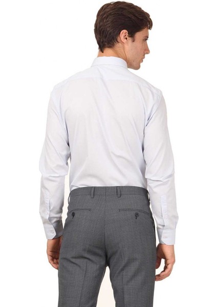 Mavi Düz Slim Fit Dokuma Klasik Pamuk Karışımlı Gömlek fırsatları