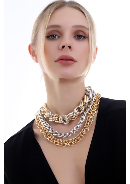 Özel Tasarım Zarif Şık Kat Kat Zincir Kolye