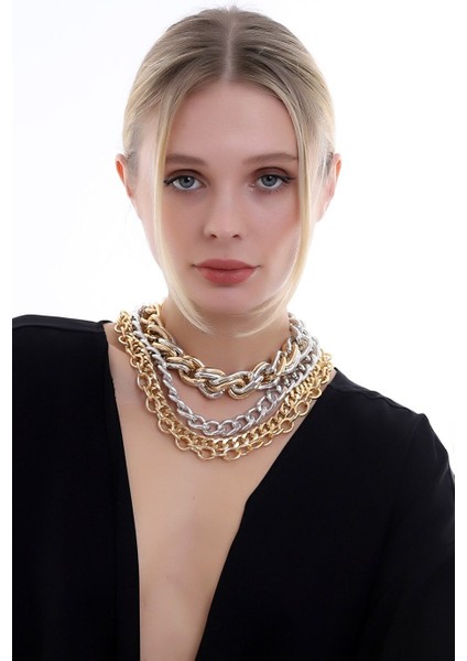 Özel Tasarım Zarif Şık Kat Kat Zincir Kolye fiyatları