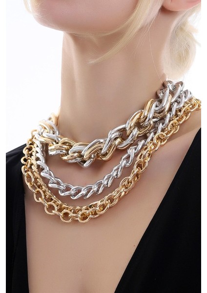 Özel Tasarım Zarif Şık Kat Kat Zincir Kolye modelleri