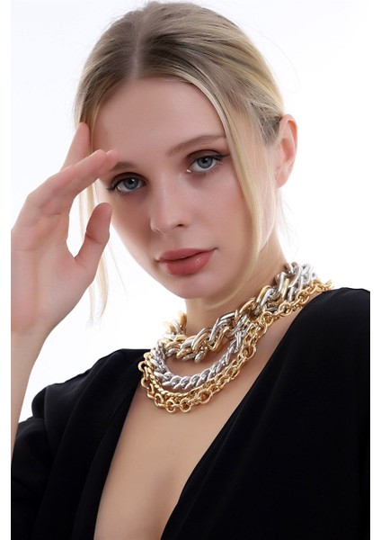 Özel Tasarım Zarif Şık Kat Kat Zincir Kolye indirimleri