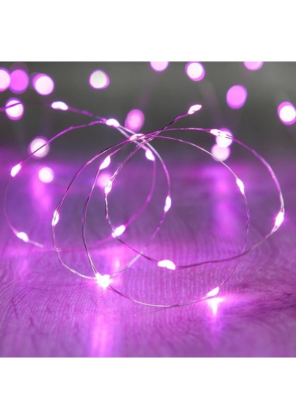 Yılbaşı Çam Ağacı Işığı 10 Metre Pembe LED Işık Pembe Pilli LED Işık Micro Parlak Canlı LED Işıklı
