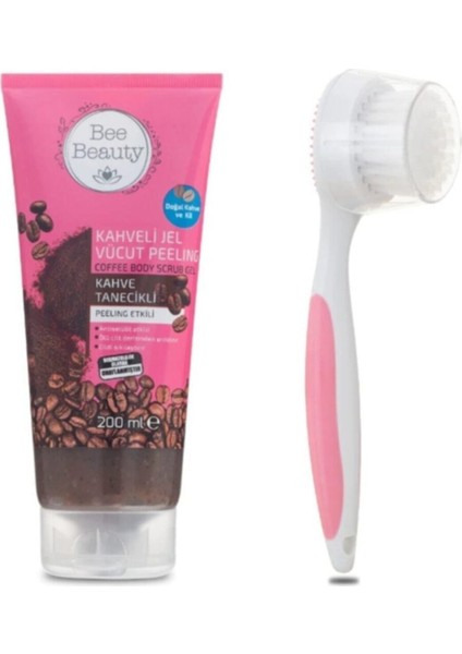 Kahveli Jel Vücut Peeling 200 Ml+Eklips Yüz Fırçası Masaj Başlıklı