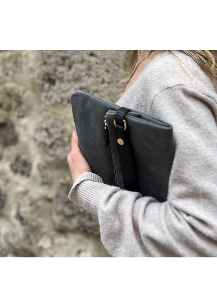 Katlamalı Clutch Mumlu Kanvas