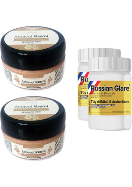 50 ml Arnavut Aklık Kremi 2 Ad + Russıan Glare Tüy Dökücü Azaltıcı Merhem 50 ml 2 Ad