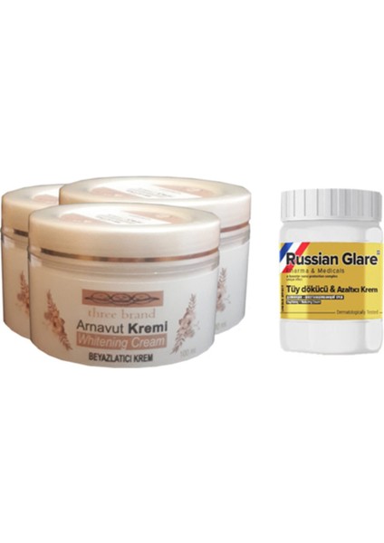 100 ml Arnavut Aklık Kremi 3 Ad + Russıan Glare Tüy Dökücü Azaltıcı Merhem 50ML 1 Ad
