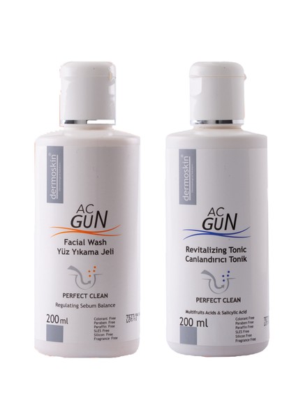 Akneli Ciltler Için Acgun Yüz Yıkama Jeli 200ML+ Acgun Canlandırıcı Tonik 200ML