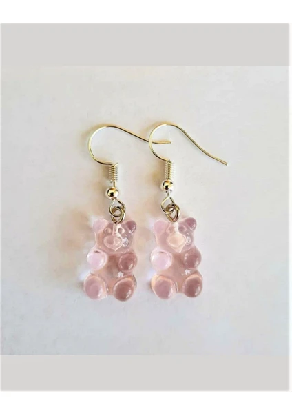 Store Atak Handmade Pembe Jelibon Ayıcık Gold Çelik Kadın Küpe