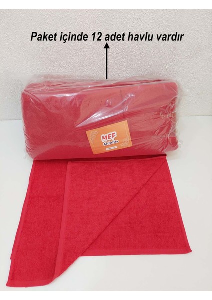 12'li Kırmızı Pamuklu Berber Havlusu Kuaför Havlusu - 50x90 cm - Su Çekici ve Dayanıklı indirimleri