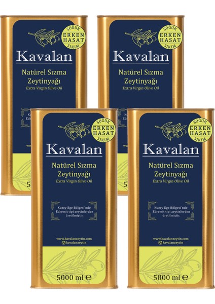 İyi Tarım Uyg. Yeni Sezon 2024-25 - 4x5 Lt Kuzey Ege Erken Hasat Soğuk Sıkım Natürel Sızma Zeytinyağı