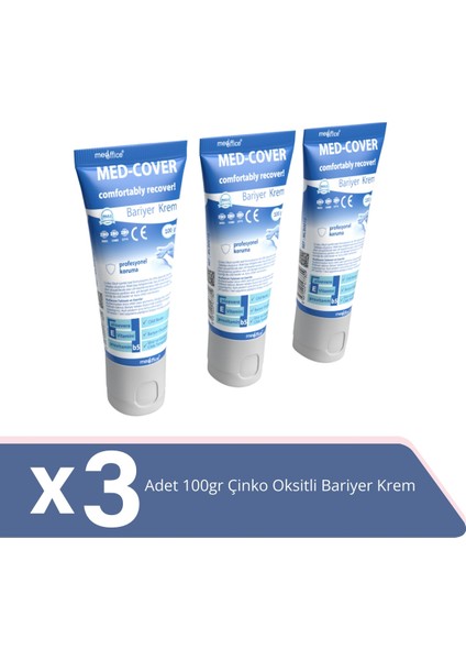 Medcover Çinko Oksit Bariyer Krem 100GR x 3 Adet