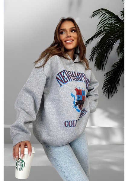 Baskılı Kapşonlu 3 Iplik Sweatshirt