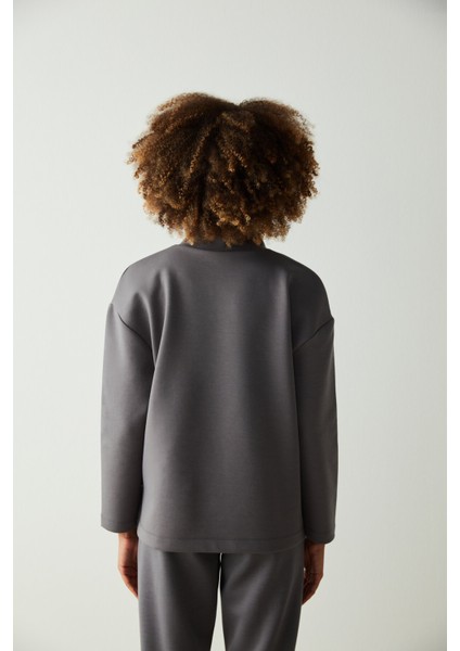 Antrasit Boğazlı Uzun Kollu Sweatshirt indirimleri