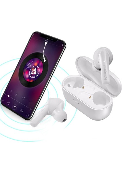 Padmate Pamu Wireless Bluetooth 5.2 Aktif Gürültü Engelleyici 4 Mikrofonlu Beyaz Kablosuz Kulaklık T6CP fiyatları