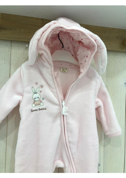 Tavşan Kulaklı Kapüşonlu Yumuşak Soft Kumaş Önden Fermuarlı Prenses Tavşan Desenli Kız Bebek Tulum Kozmonot modelleri