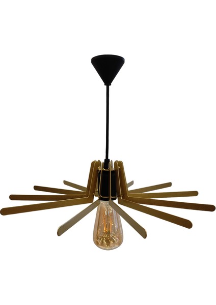 Hegza Lighting Elica - Gold Tekli Sarkıt Retro Modern Avize, Salon, Mutfak, Antre, Hol Avize, Ledli, LED