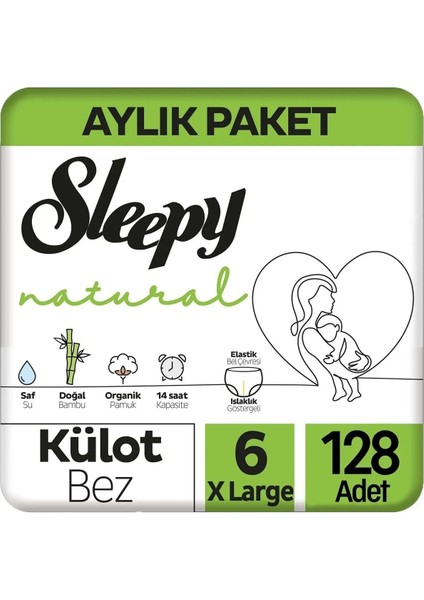 Natural Külot Bebek Bezi 6 Beden Xlarge 128 Adet