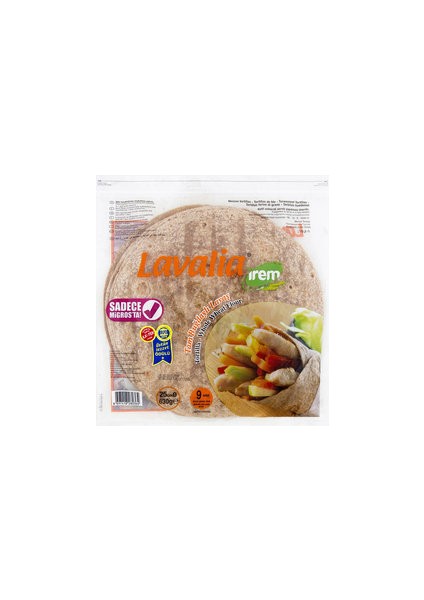 Tam Buğdaylı Lavaş 25CM 9'lu 630 G