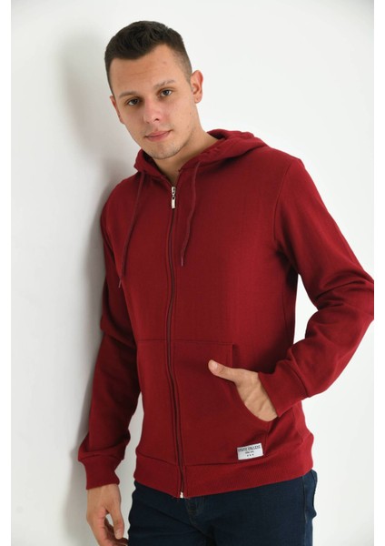 Bordo Kapüşonlu ve Kanguru Cep Detaylı Sweatshirt modelleri