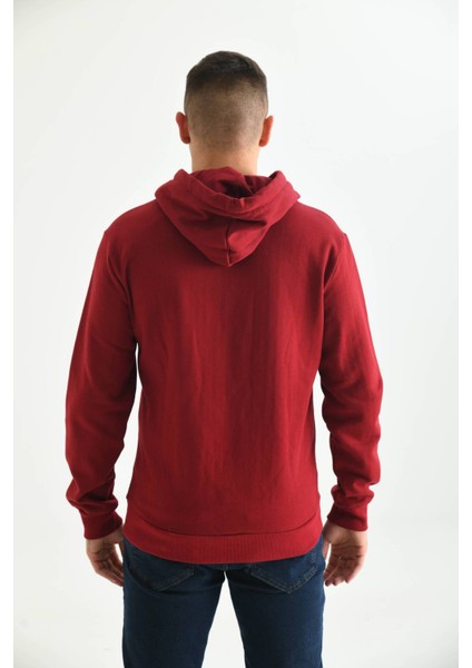 Bordo Kapüşonlu ve Kanguru Cep Detaylı Sweatshirt indirimleri