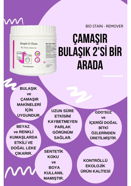 Organik Bio Çamaşır ve Bulaşık Leke Çıkarıcı Toz 500 gr