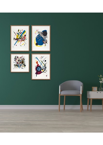 Dekoratif 4'lü Set Kanvas Posterler & Set Vasili Kandinski Posterleri VKKNKM1