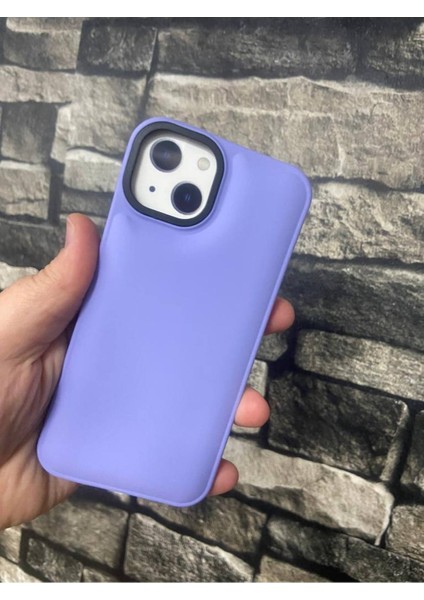 iPhone 14 Puffer Şişme Kılıf Iç Kısmı Kadifeli Kapak Lila